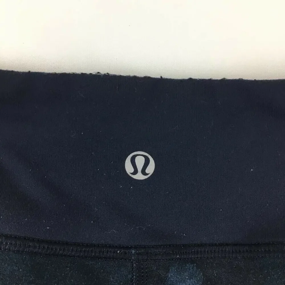 Lululemon Wunder Under Crop *Full-On Luon Blue Camo Camouflage Low Rise Size 2